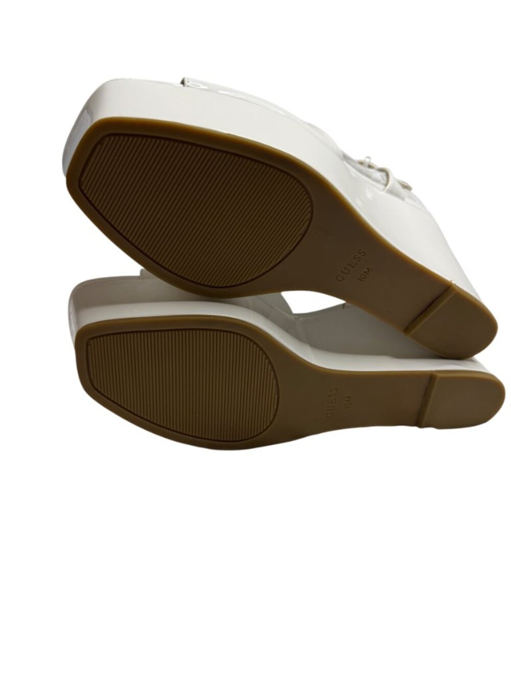 Guess Zione Sandals Shoes Faux Patent Leather Platform Wedge White 10 NIB - Picture 10 of 14